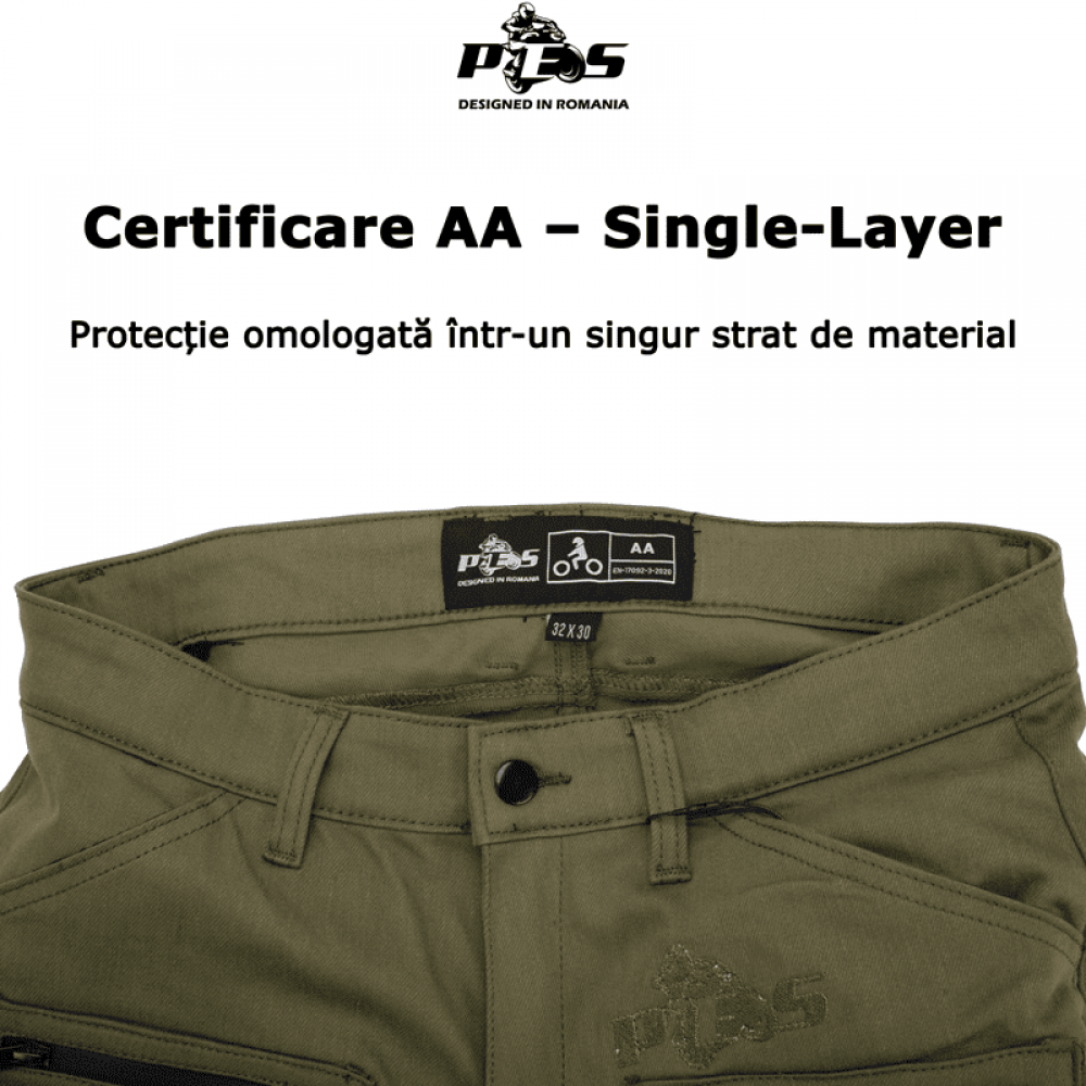 PES Cargo Core Motorcycle Jeans – Level 2 Protectors, PES Invicta Technology™ Single-Layer AA Certified, Green PES Cargo Core Motorcycle Jeans – Level 2 Protectors, PES Invicta Technology™ Single-Layer AA Certified, Green