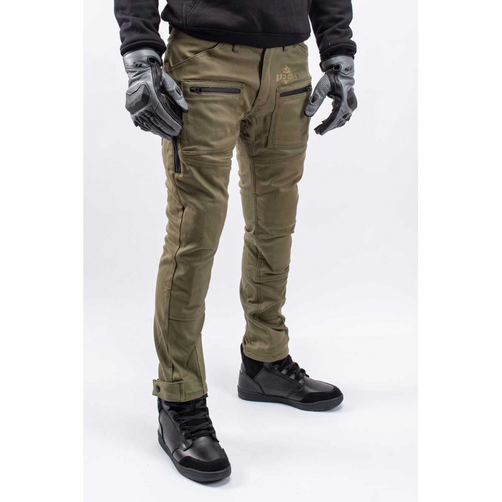 PES Cargo Core Motorcycle Jeans – Level 2 Protectors, PES Invicta Technology™ Single-Layer AA Certified, Green