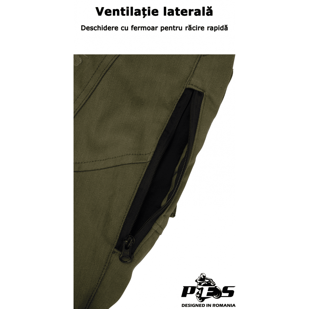 PES Cargo Core Motorcycle Jeans – Level 2 Protectors, PES Invicta Technology™ Single-Layer AA Certified, Green