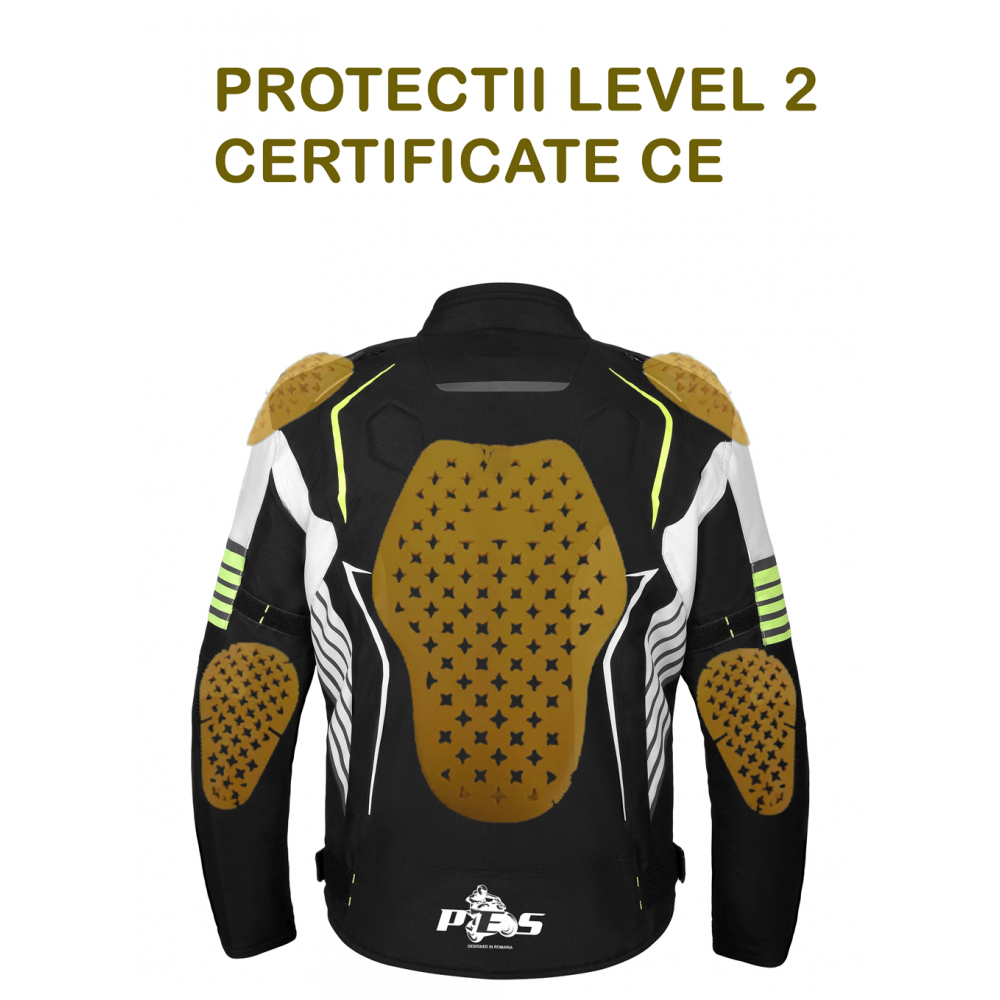 PES Grand 4-Season Motorcycle Jacket with CE Level 2 Protectors, Waterproof, Removable Winter Liner