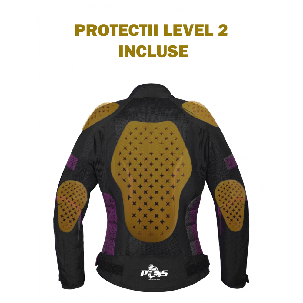 PES Women's Textile Motorcycle Jacket, Waterproof with Included Level 2 Protectors and Waterproof Liner
