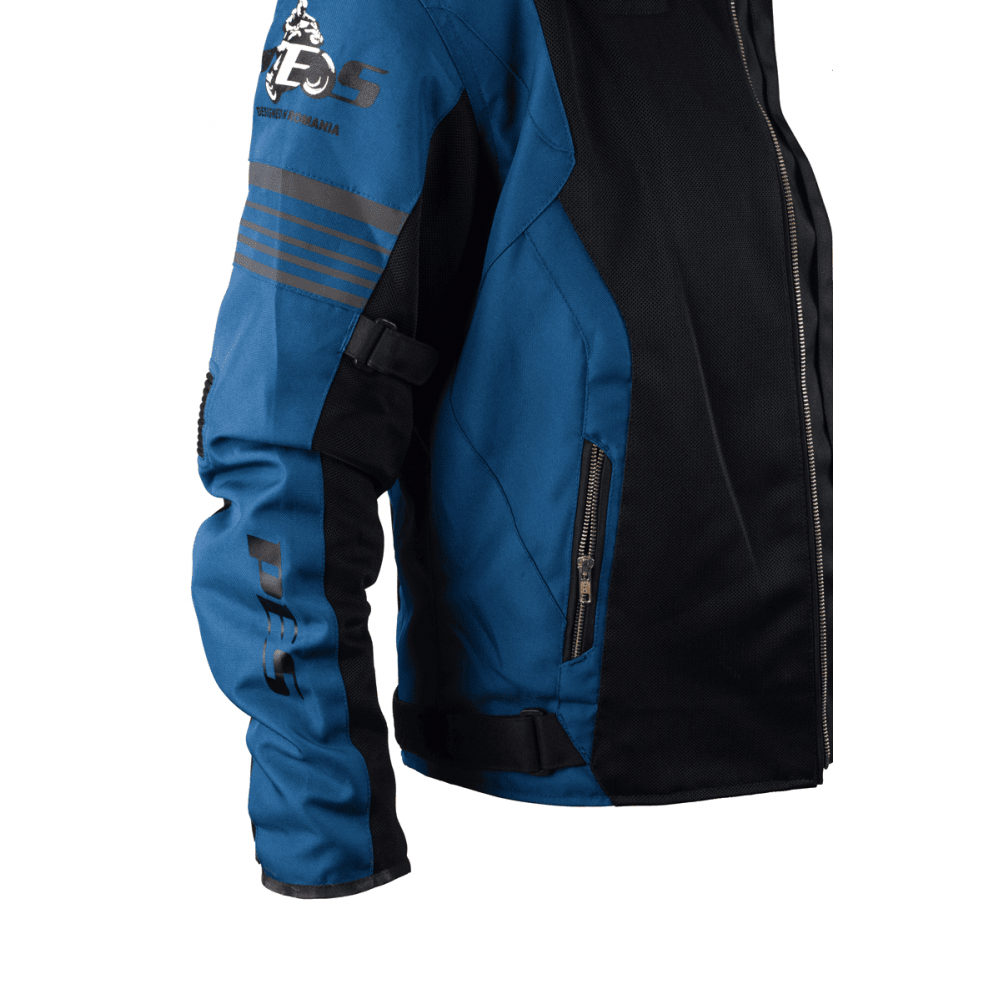 PES Grand Air Blue Men's Summer Motorcycle Jacket – Ventilated Mesh, Level 2 Protectors, AA Certification, Removable Rain Liner