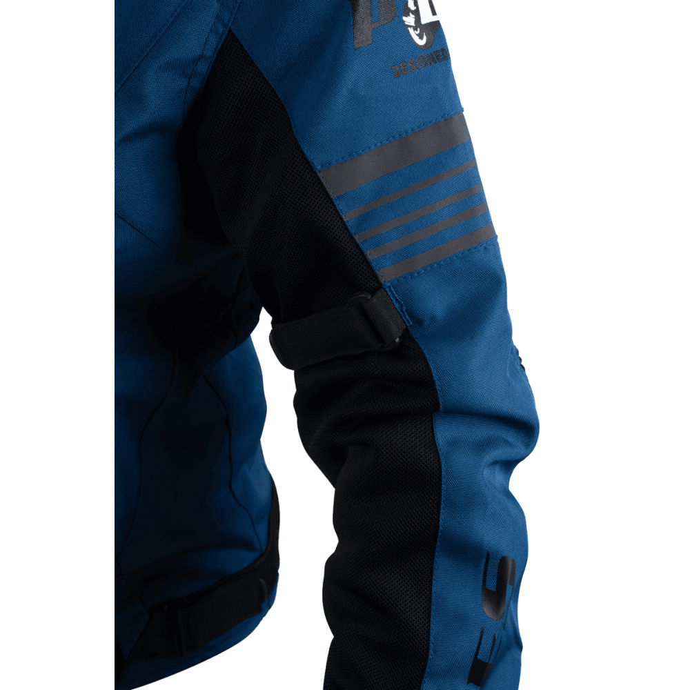 PES Grand Air Blue Men's Summer Motorcycle Jacket – Ventilated Mesh, Level 2 Protectors, AA Certification, Removable Rain Liner