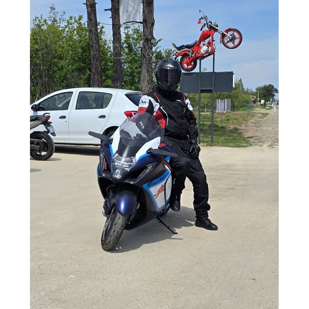 PES Grand 4-Season Motorcycle Jacket with CE Level 2 Protectors, Waterproof, Removable Winter Liner, Red