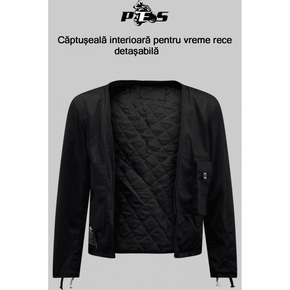 PES Grand 4-Season Motorcycle Jacket with CE Level 2 Protectors, Waterproof, Removable Winter Liner, Red