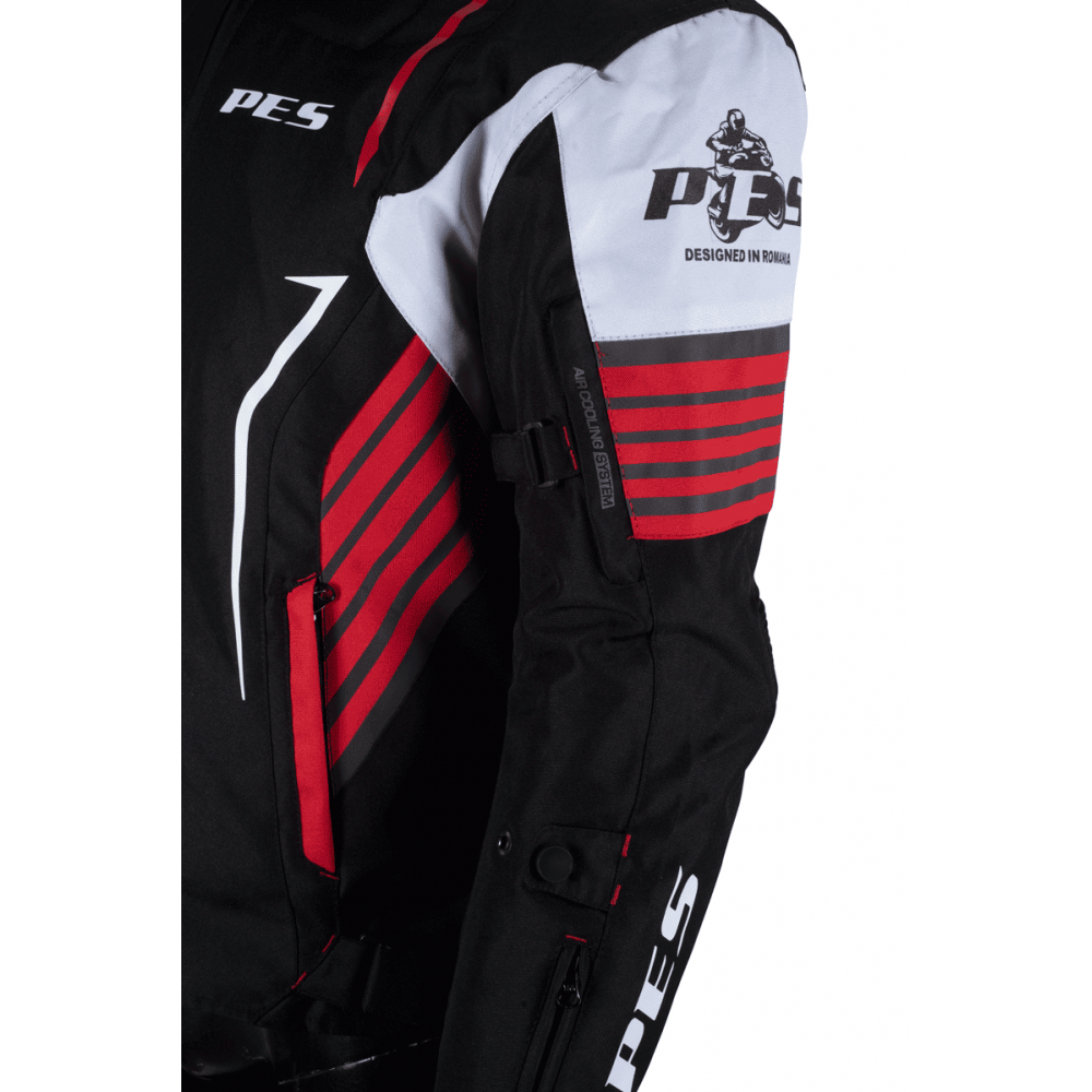 PES Grand 4-Season Motorcycle Jacket with CE Level 2 Protectors, Waterproof, Removable Winter Liner, Red