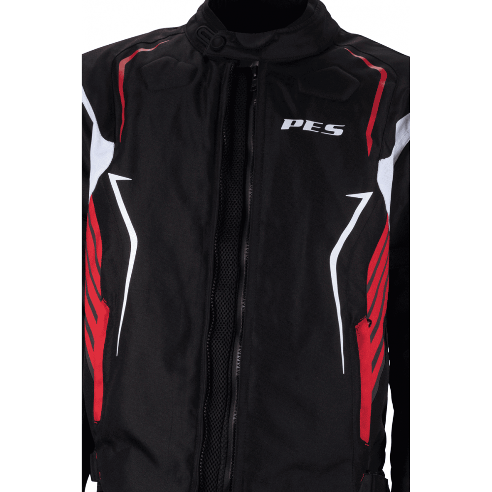 PES Grand 4-Season Motorcycle Jacket with CE Level 2 Protectors, Waterproof, Removable Winter Liner, Red