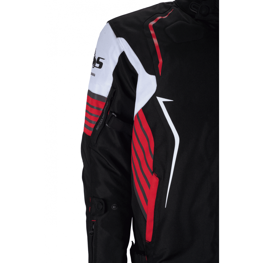 PES Grand 4-Season Motorcycle Jacket with CE Level 2 Protectors, Waterproof, Removable Winter Liner, Red