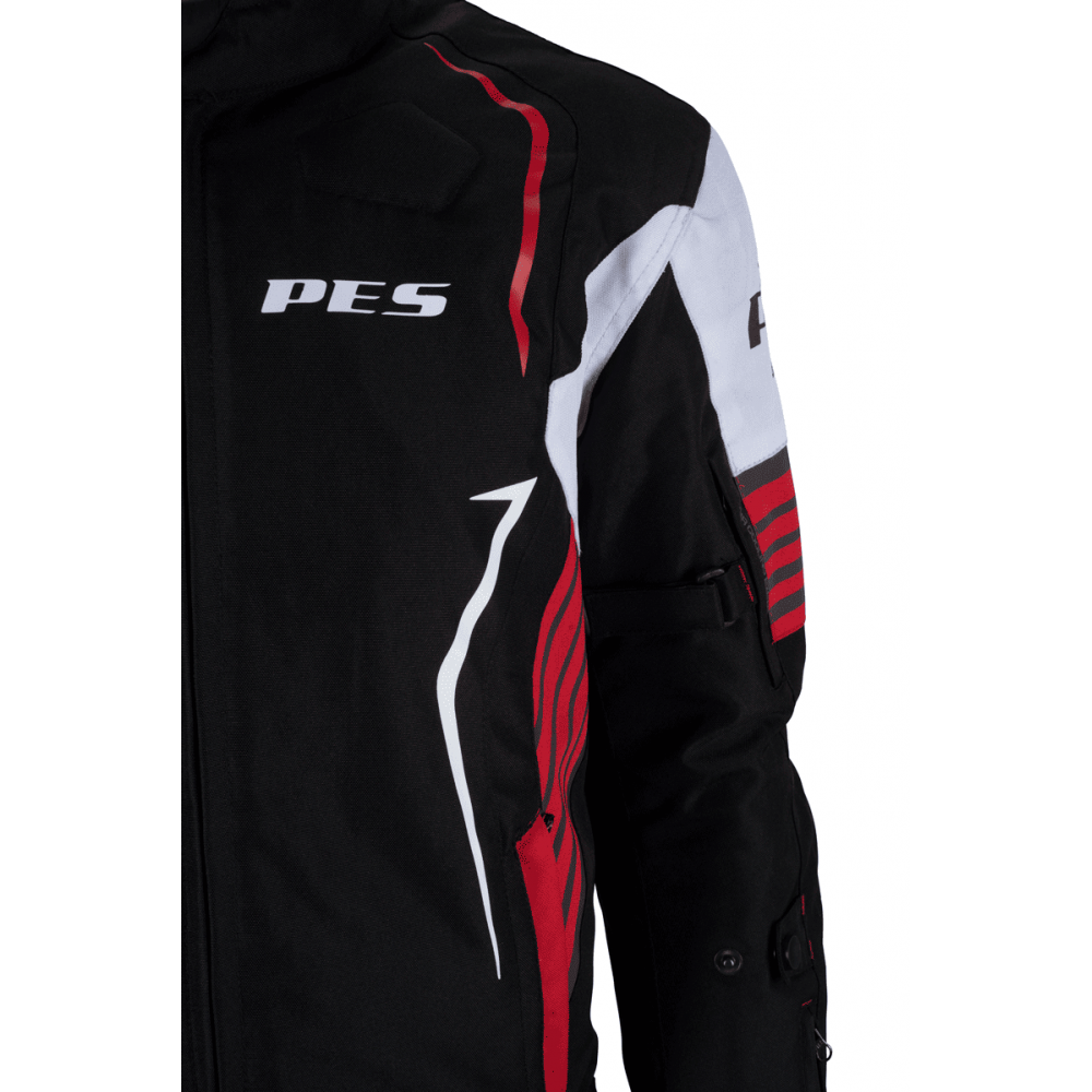 PES Grand 4-Season Motorcycle Jacket with CE Level 2 Protectors, Waterproof, Removable Winter Liner, Red
