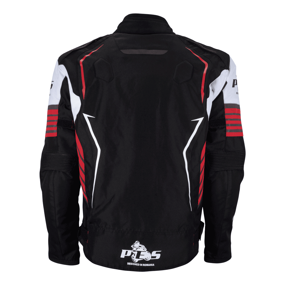PES Grand 4-Season Motorcycle Jacket with CE Level 2 Protectors, Waterproof, Removable Winter Liner, Red