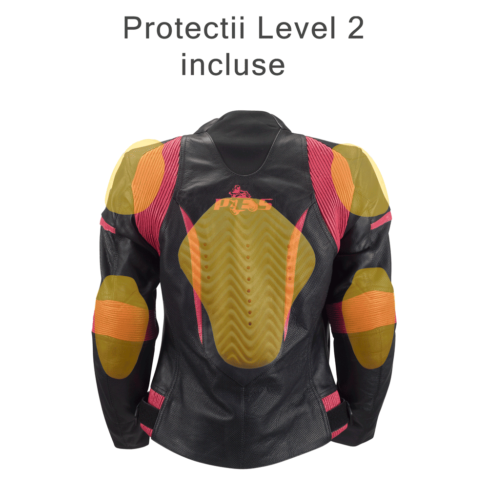 Women's Motorcycle Leather Jacket with Level 2 Armor – Ideal for Summer and Spring, PES, Black/Pink