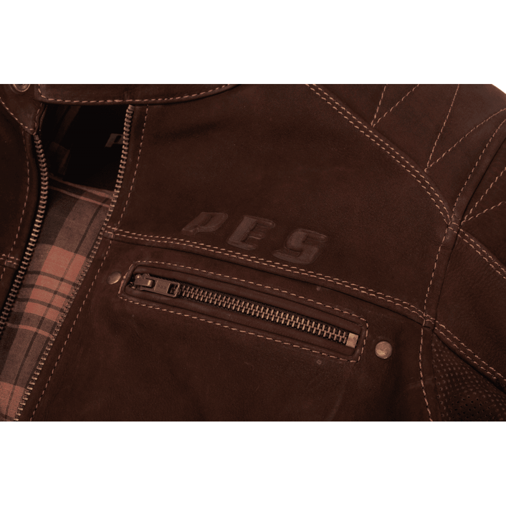 PES Urban Nubuck Motorcycle Jacket in Natural Nubuck Leather – CE Level 2 Protectors, Detachable Insulated Winter Liner, Front and Rear Ventilation, Abrasion Class AA