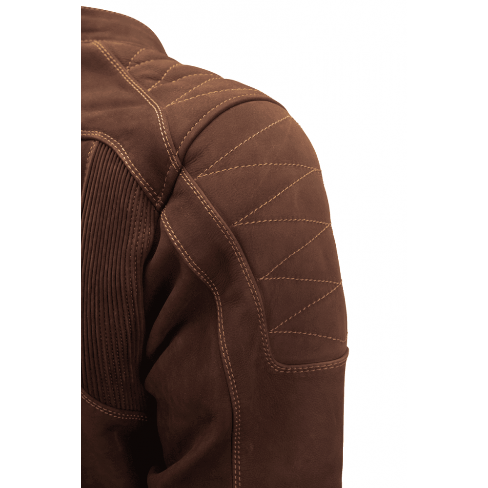 PES Urban Nubuck Motorcycle Jacket in Natural Nubuck Leather – CE Level 2 Protectors, Detachable Insulated Winter Liner, Front and Rear Ventilation, Abrasion Class AA