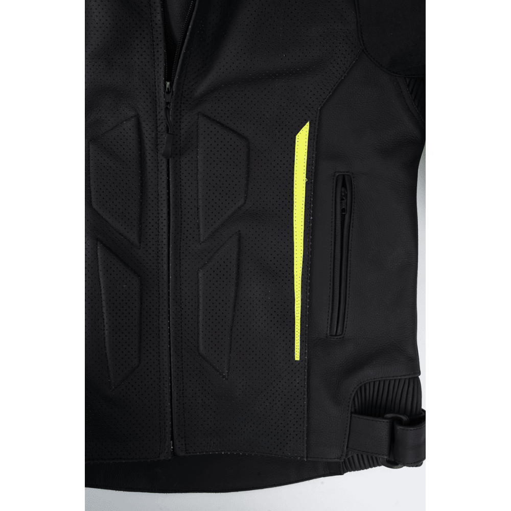 PES Sport Perforated Leather Motorcycle Jacket with CE Level 2 Protectors – Ideal for Men, Black - Warm & Cold Seasons