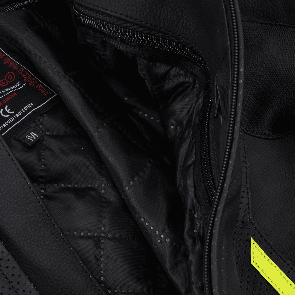 PES Sport Perforated Leather Motorcycle Jacket with CE Level 2 Protectors – Ideal for Men, Black - Warm & Cold Seasons
