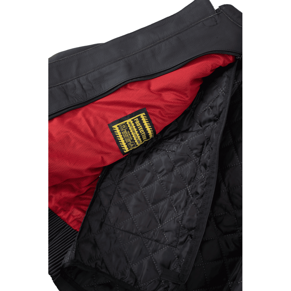 PES Sport Perforated Leather Motorcycle Jacket with CE Level 2 Protectors – Ideal for Men, Black - Warm & Cold Seasons