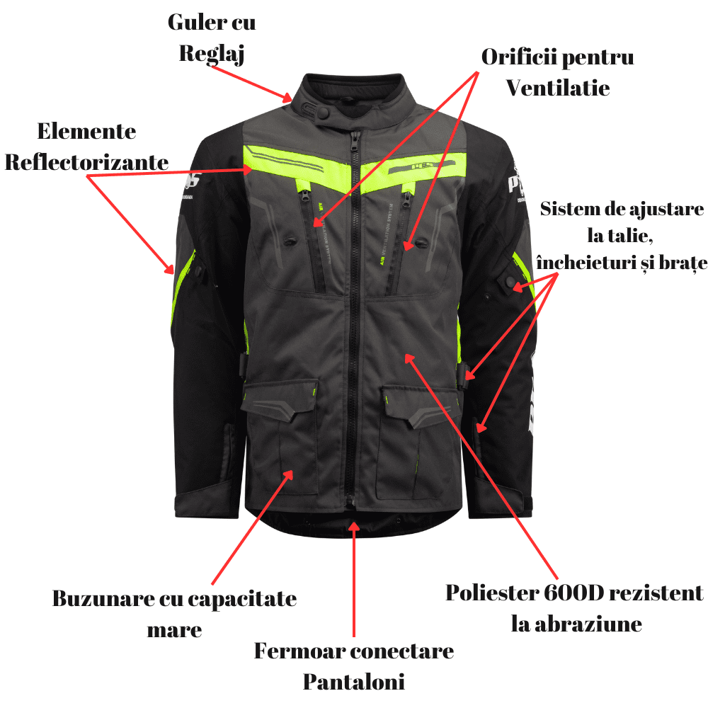 Waterproof Textile Motorcycle Jacket with Level 2 Protection – Touring Jacket Ideal for Winter & Summer, Ventilation System and Detachable Liner