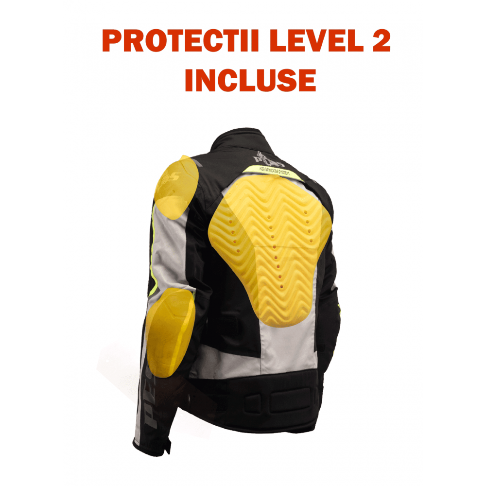 PES Textile Motorcycle Jacket with Level 2 Protectors, All-Season, Detachable Winter Liner, Waterproof