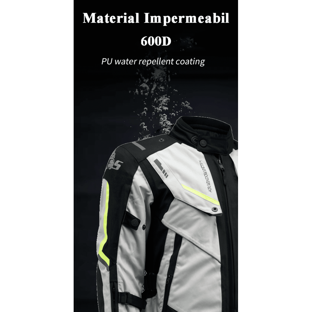 PES Textile Motorcycle Jacket with Level 2 Protectors, All-Season, Detachable Winter Liner, Waterproof