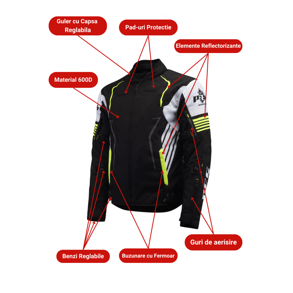 PES Grand 4-Season Motorcycle Jacket with CE Level 2 Protectors, Waterproof, Removable Winter Liner