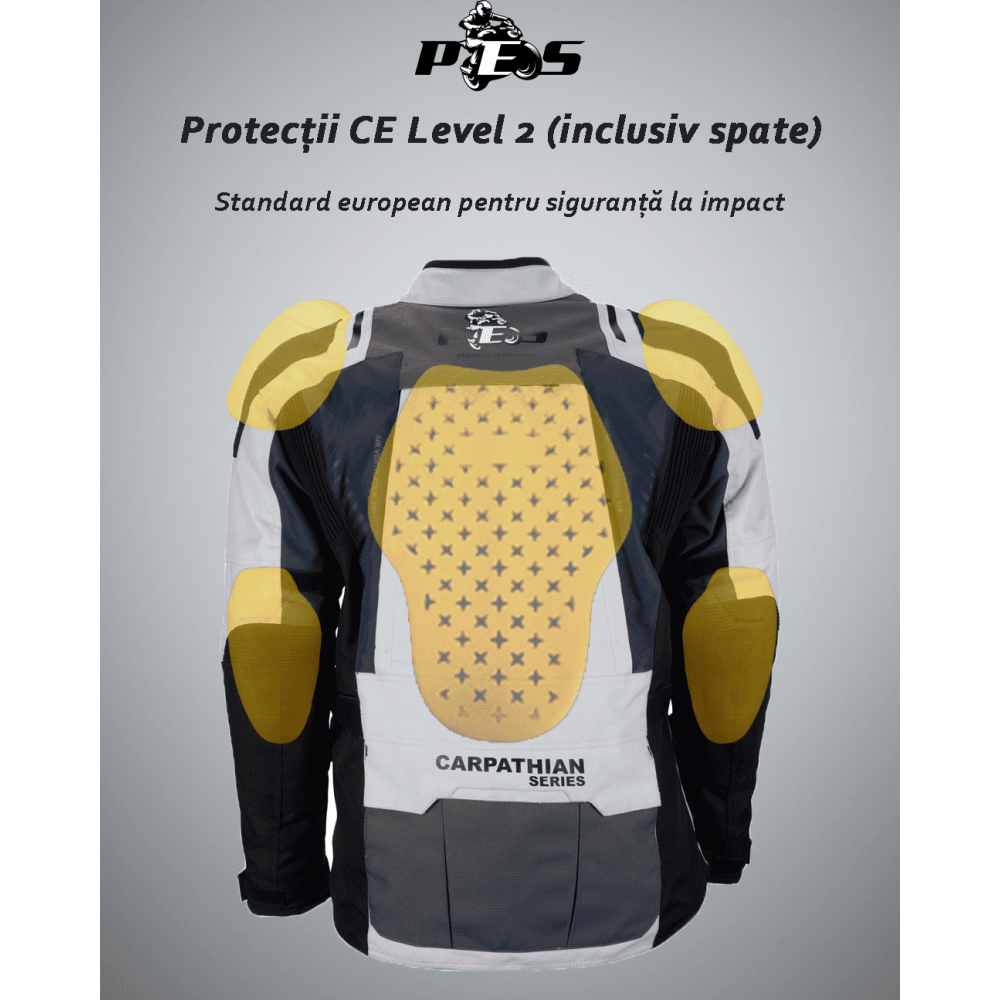 PES Carpathian Series Touring Motorcycle Jacket – Ripstop 600D, Waterproof, AA Certified, CE Level 2 Protectors, 4 Seasons