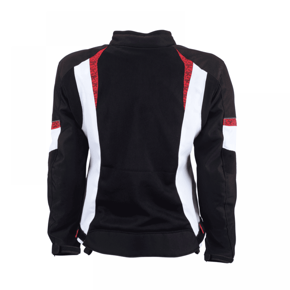 PES Lady Red Women's Summer Motorcycle Jacket – Breathable Mesh, CE Level 2 Protectors, Detachable Rain Liner
