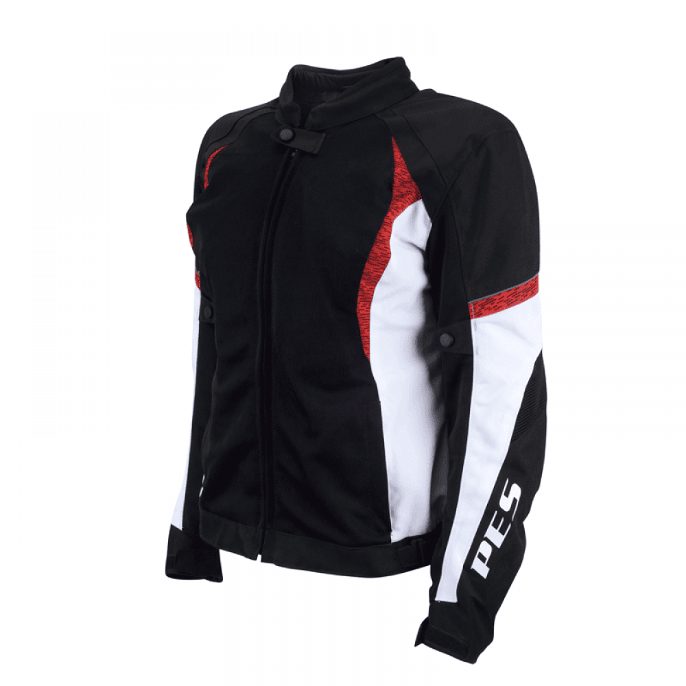 PES Lady Red Women's Summer Motorcycle Jacket – Breathable Mesh, CE Level 2 Protectors, Detachable Rain Liner