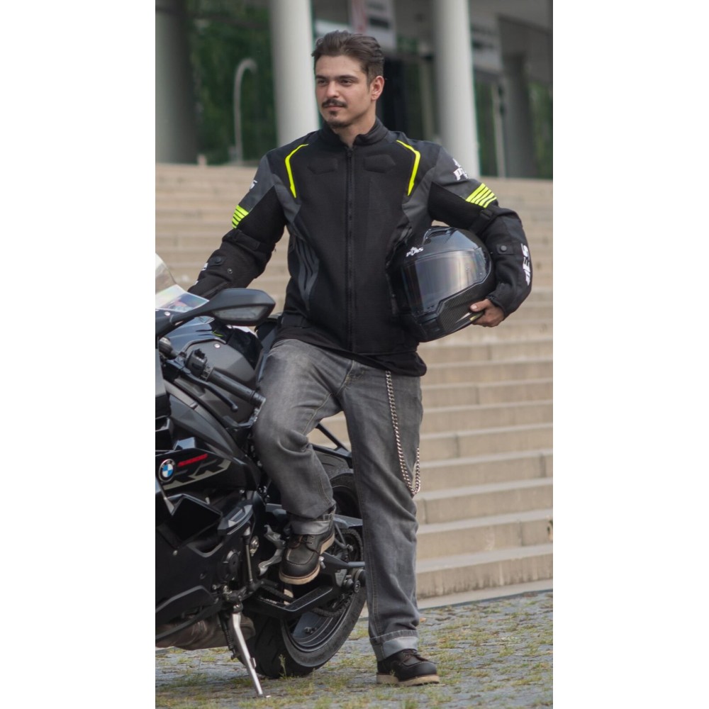 PES Grand Air 2.0 Summer Motorcycle Jacket with CE Level 2 Protectors | 3-in-1 Waterproof Membrane | AA Certification, Green