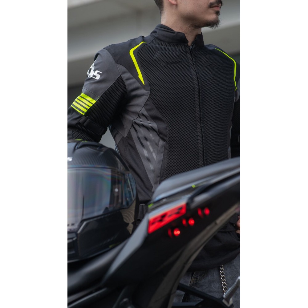 PES Grand Air 2.0 Summer Motorcycle Jacket with CE Level 2 Protectors | 3-in-1 Waterproof Membrane | AA Certification, Green