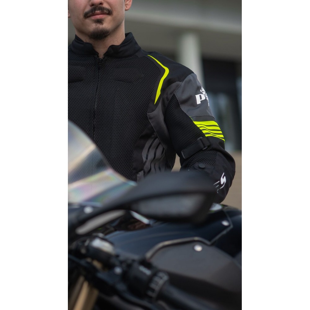 PES Grand Air 2.0 Summer Motorcycle Jacket with CE Level 2 Protectors | 3-in-1 Waterproof Membrane | AA Certification, Green