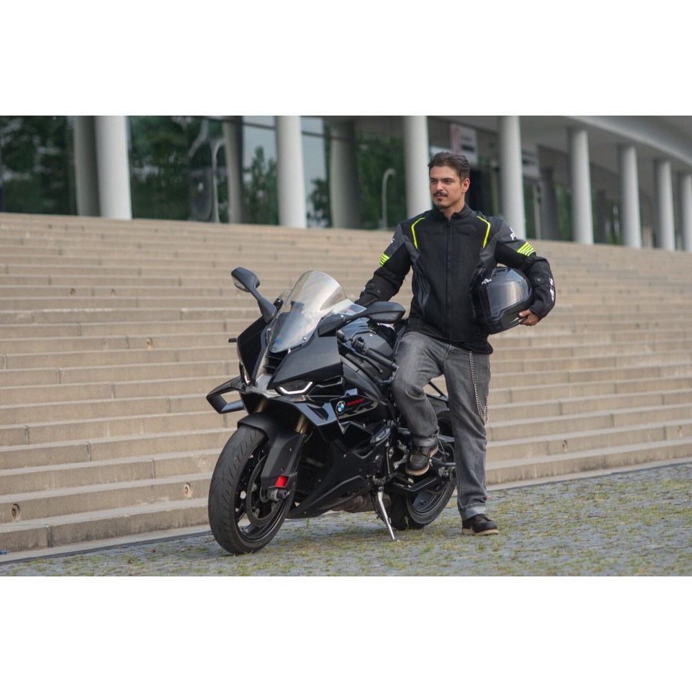 PES Grand Air 2.0 Summer Motorcycle Jacket with CE Level 2 Protectors | 3-in-1 Waterproof Membrane | AA Certification, Green