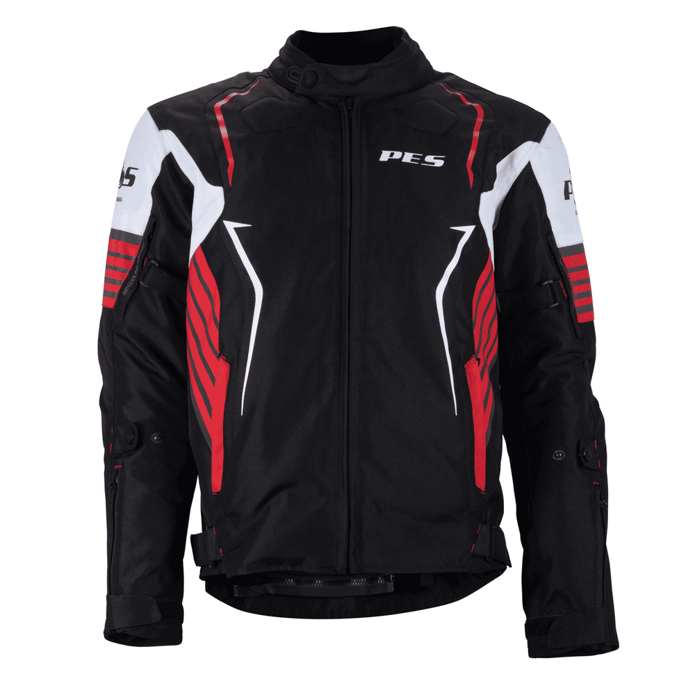 PES Grand 4-Season Motorcycle Jacket with CE Level 2 Protectors, Waterproof, Removable Winter Liner, Red