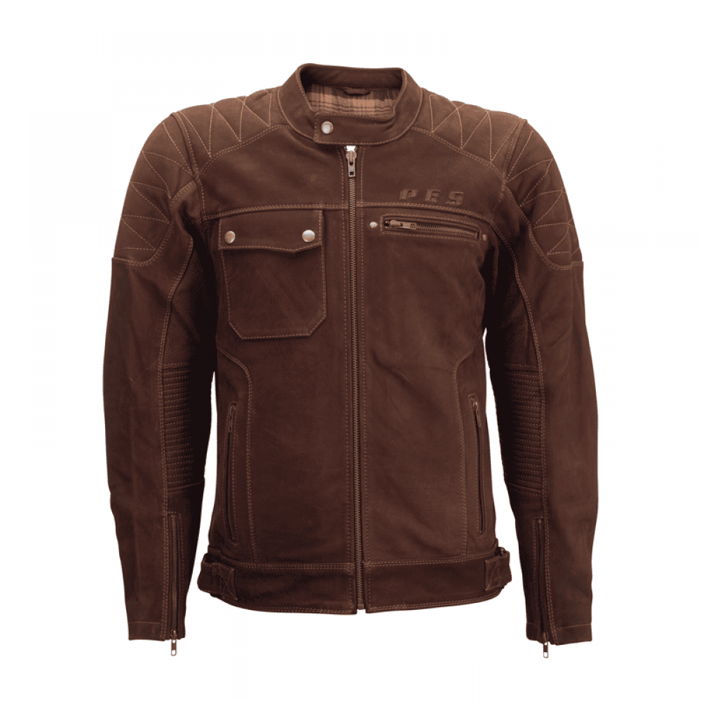 PES Urban Nubuck Motorcycle Jacket in Natural Nubuck Leather – CE Level 2 Protectors, Detachable Insulated Winter Liner, Front and Rear Ventilation, Abrasion Class AA