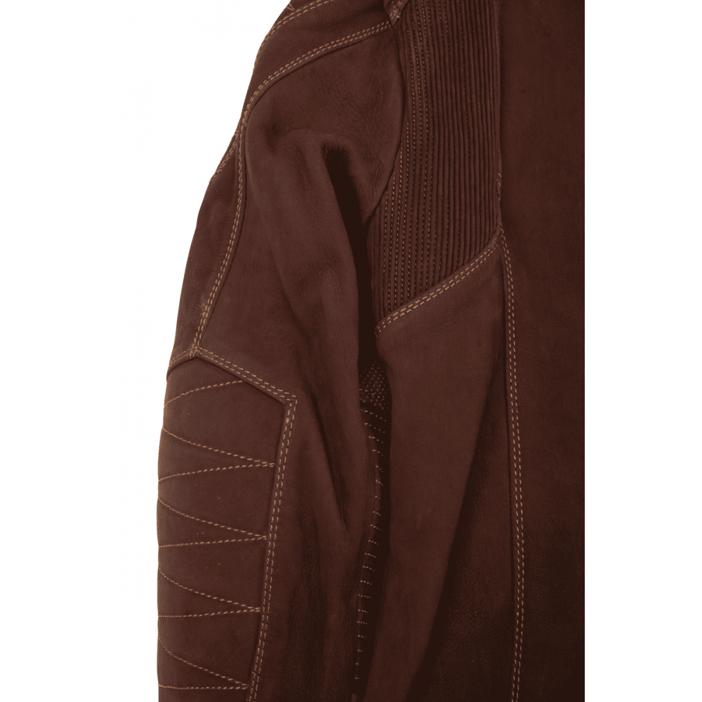 PES Urban Nubuck Motorcycle Jacket in Natural Nubuck Leather – CE Level 2 Protectors, Detachable Insulated Winter Liner, Front and Rear Ventilation, Abrasion Class AA