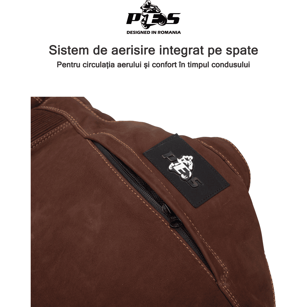 PES Urban Nubuck Motorcycle Jacket in Natural Nubuck Leather – CE Level 2 Protectors, Detachable Insulated Winter Liner, Front and Rear Ventilation, Abrasion Class AA