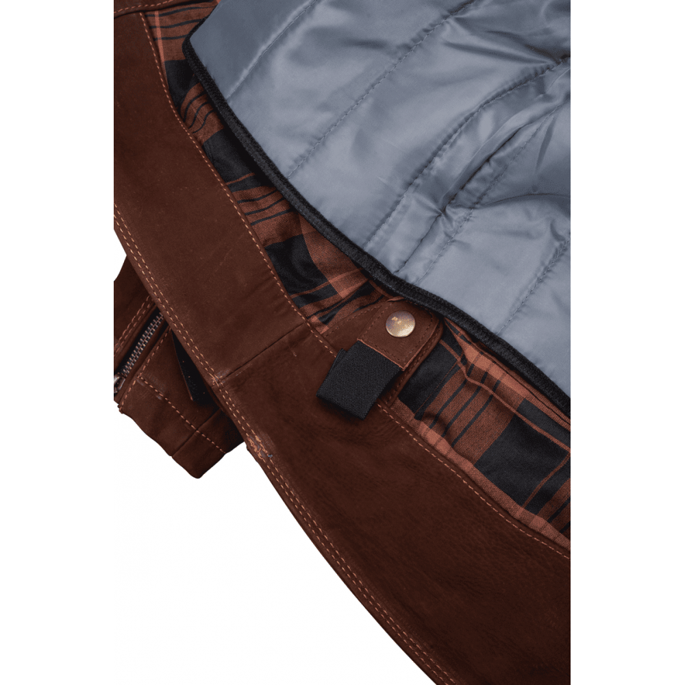 PES Urban Nubuck Motorcycle Jacket in Natural Nubuck Leather – CE Level 2 Protectors, Detachable Insulated Winter Liner, Front and Rear Ventilation, Abrasion Class AA