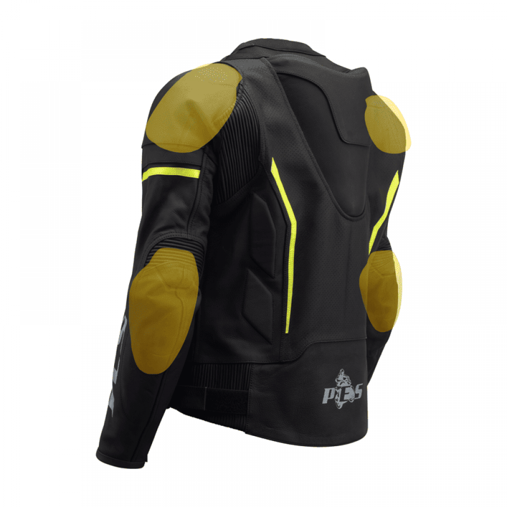 PES Sport Perforated Leather Motorcycle Jacket with CE Level 2 Protectors – Ideal for Men, Black - Warm & Cold Seasons