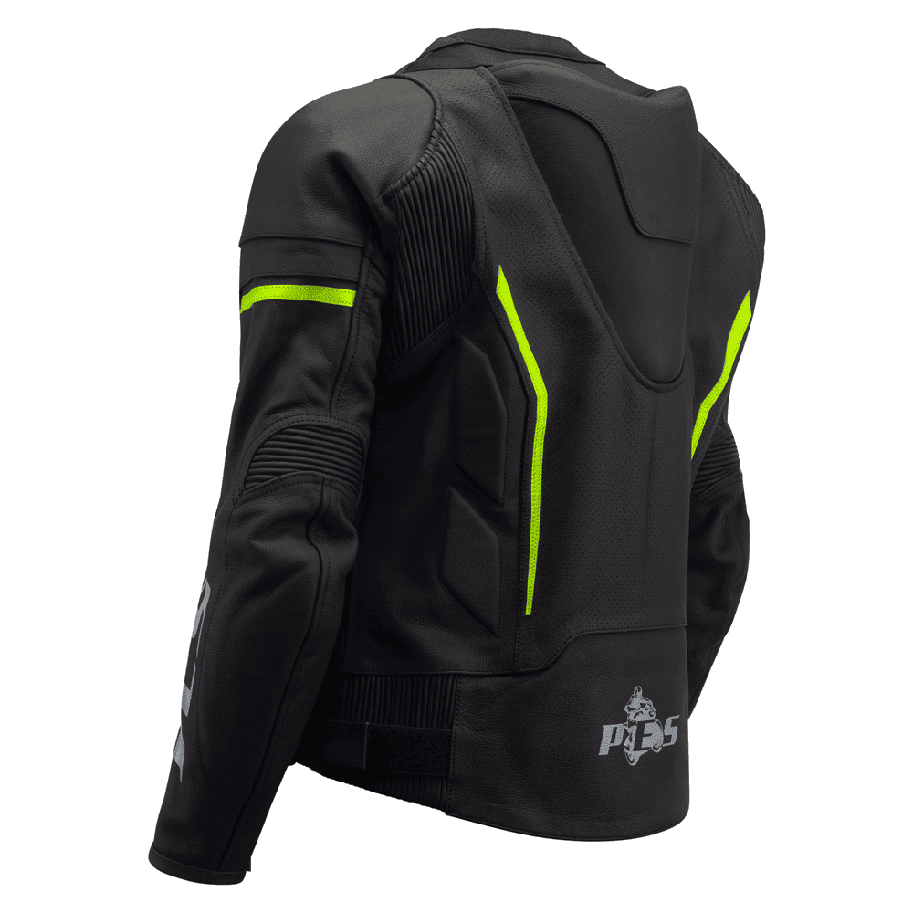 PES Sport Perforated Leather Motorcycle Jacket with CE Level 2 Protectors – Ideal for Men, Black - Warm & Cold Seasons