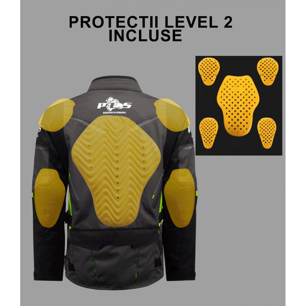 Waterproof Textile Motorcycle Jacket with Level 2 Protection – Touring Jacket Ideal for Winter & Summer, Ventilation System and Detachable Liner