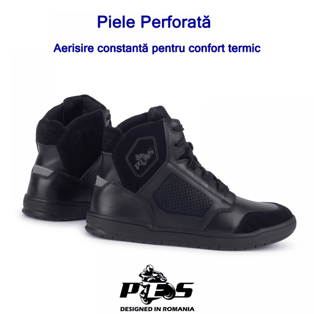 PES City Guard Urban Motorcycle Boots, Breathable and Impact-Resistant, Perforated Leather