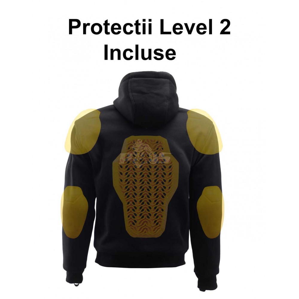 PES KevArmor Zip Motorcycle Hoodie with CE Level 2 Protectors, Full Kevlar Lining and AA Certification