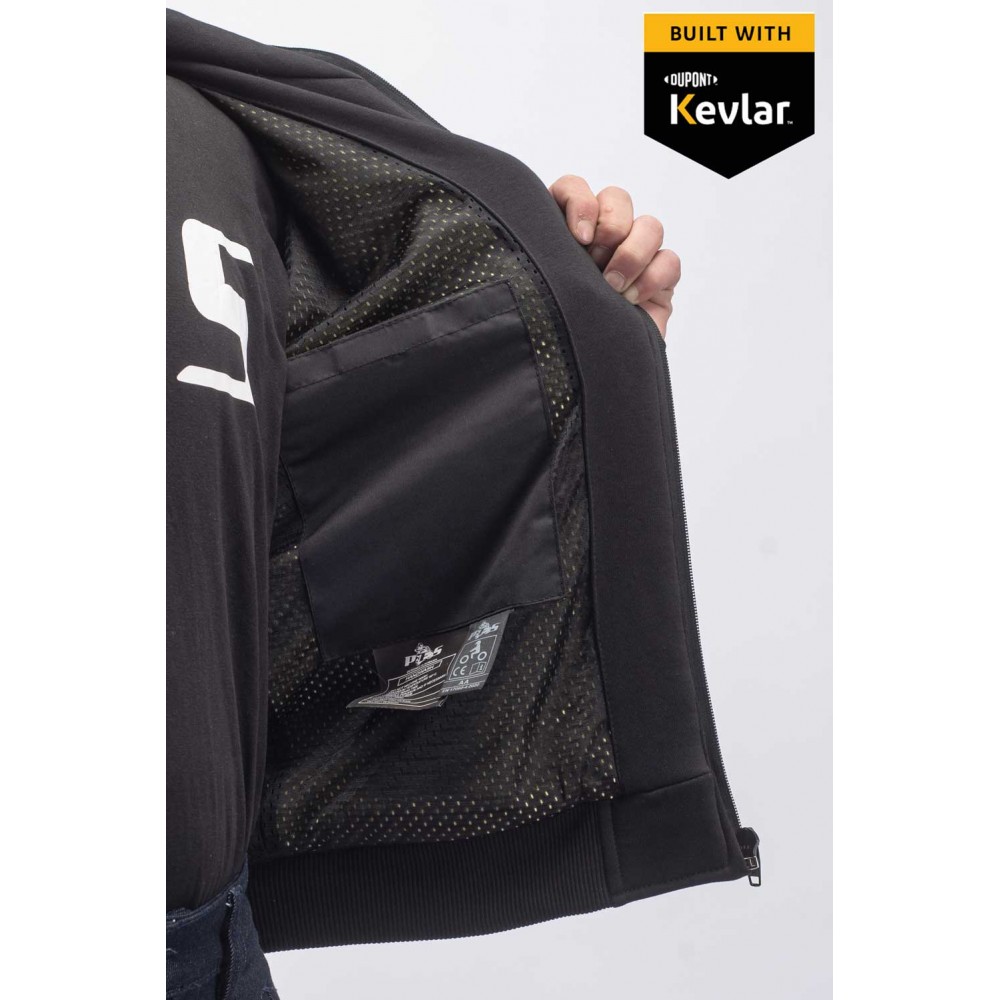 PES KevArmor Zip Motorcycle Hoodie with CE Level 2 Protectors, Full Kevlar Lining and AA Certification