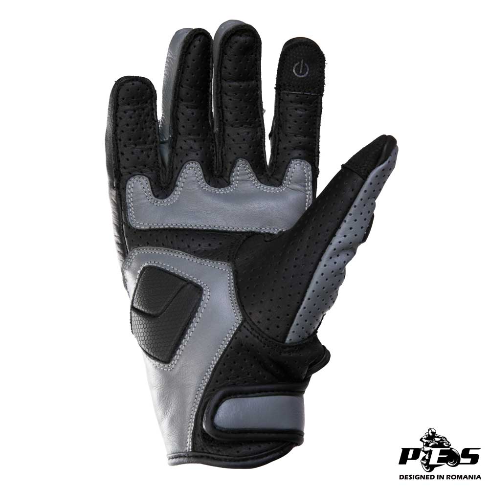 PES Asphalt Air Perforated Leather Motorcycle Gloves – Summer, 1KP, Touchscreen, TPU Protection