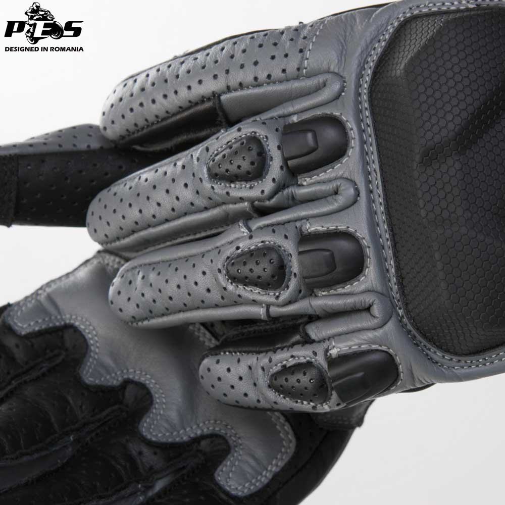PES Asphalt Air Perforated Leather Motorcycle Gloves – Summer, 1KP, Touchscreen, TPU Protection