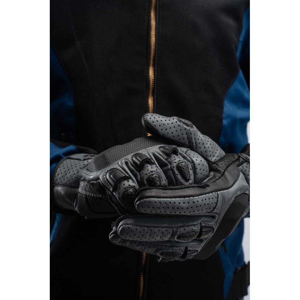 PES Asphalt Air Perforated Leather Motorcycle Gloves – Summer, 1KP, Touchscreen, TPU Protection