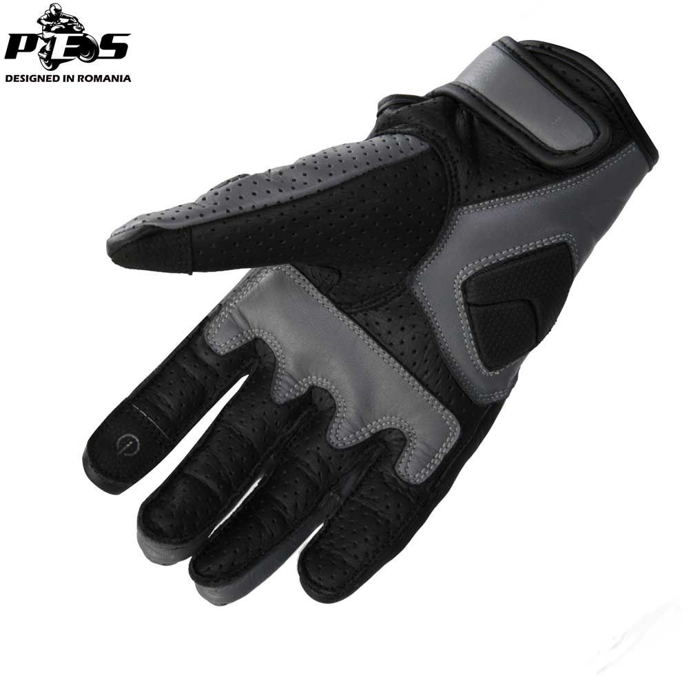 PES Asphalt Air Perforated Leather Motorcycle Gloves – Summer, 1KP, Touchscreen, TPU Protection