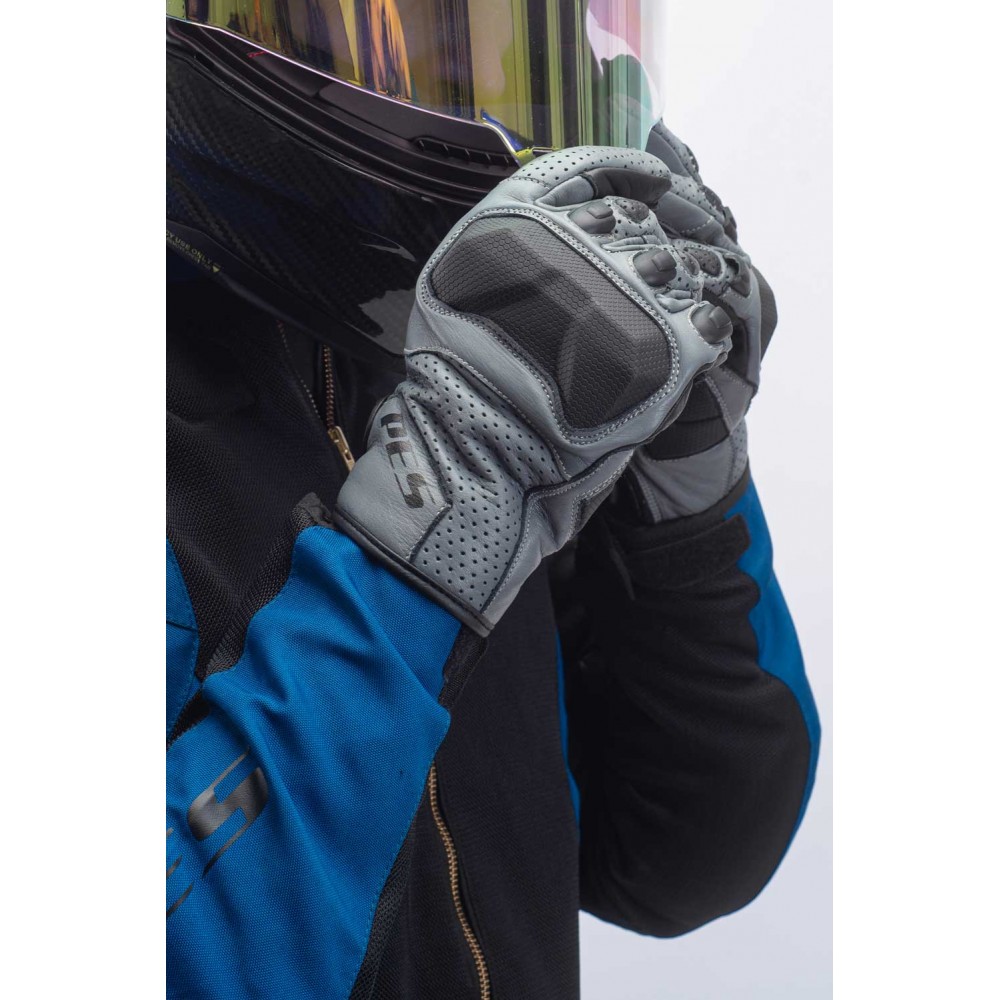 PES Asphalt Air Perforated Leather Motorcycle Gloves – Summer, 1KP, Touchscreen, TPU Protection