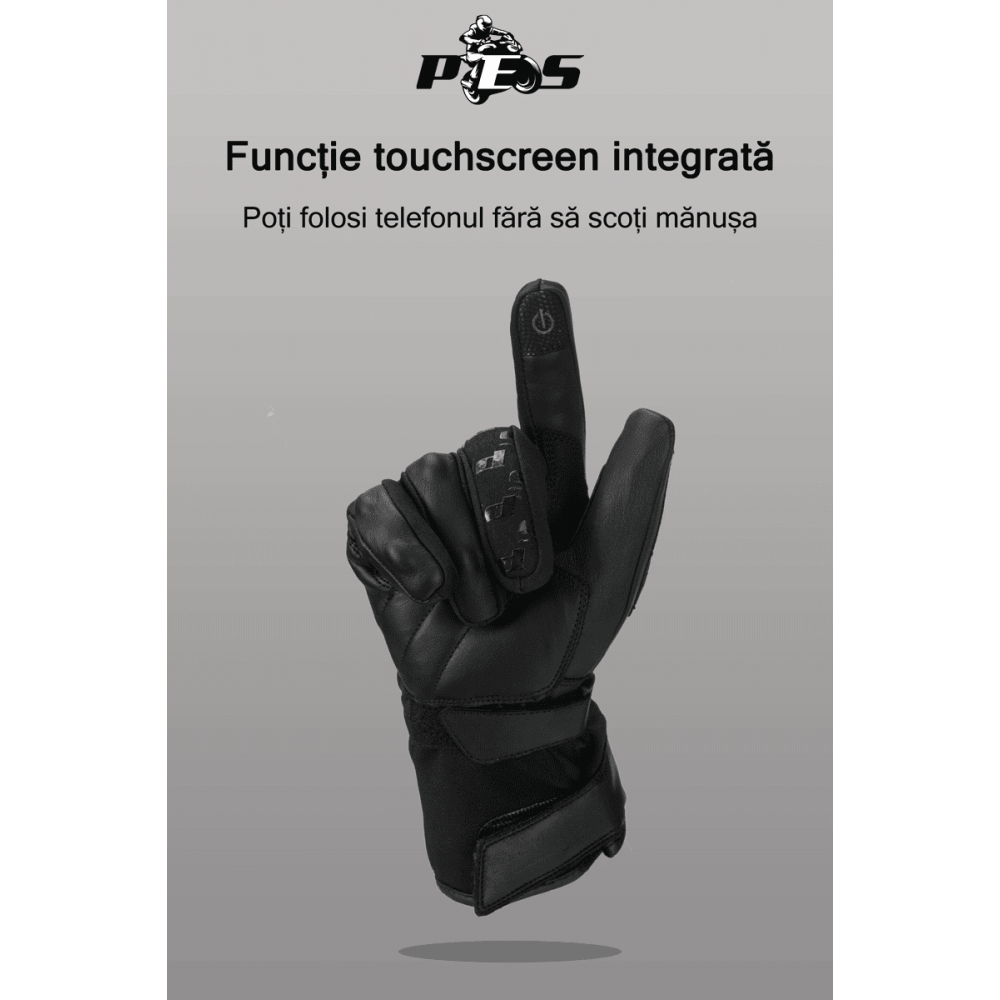 PES Karma Women's Leather Motorcycle Gloves, Winter – Waterproof, Carbon Protectors & Touchscreen