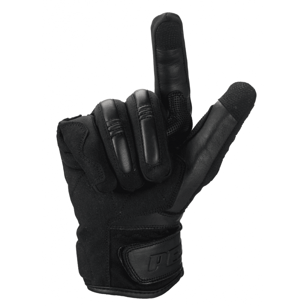 PES TETRA Leather & Textile Winter Motorcycle Gloves - Waterproof FAN-TEX, Carbon Protectors, Touchscreen, 1KP Certification