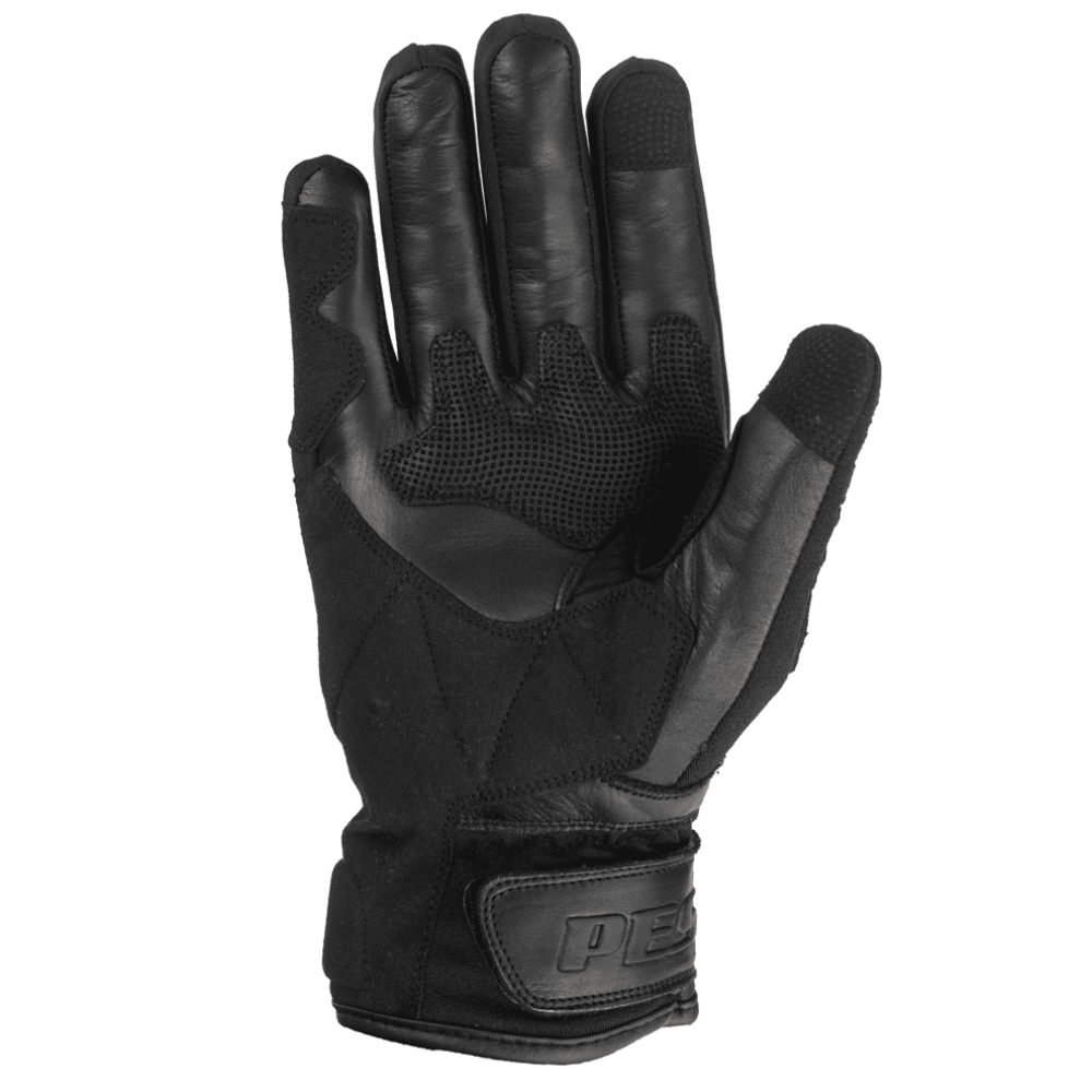 PES TETRA Leather & Textile Winter Motorcycle Gloves - Waterproof FAN-TEX, Carbon Protectors, Touchscreen, 1KP Certification